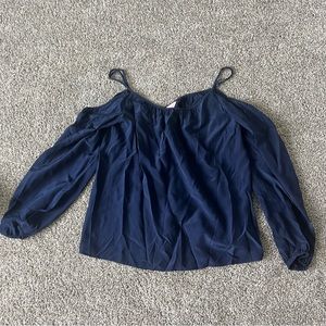 Worn Once Lilly Pulitzer Cold Shoulder Satin Navy Blue Long Sleeve